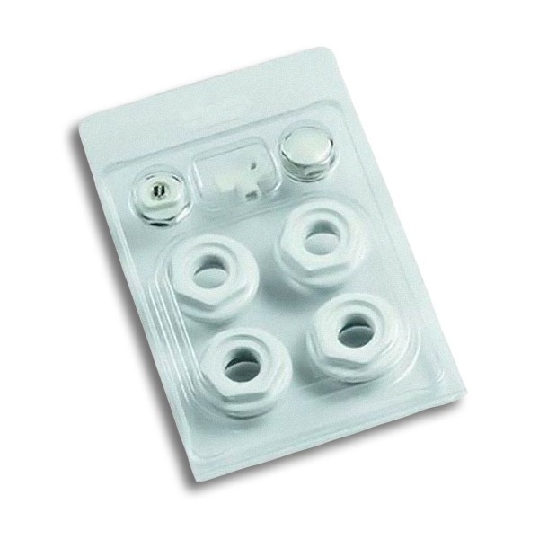 Univerzalni set za aluminijumske radijatore sadrži dve redukcije sa levim navojem od 1" i dve redukcije sa desnim navojem od 1".