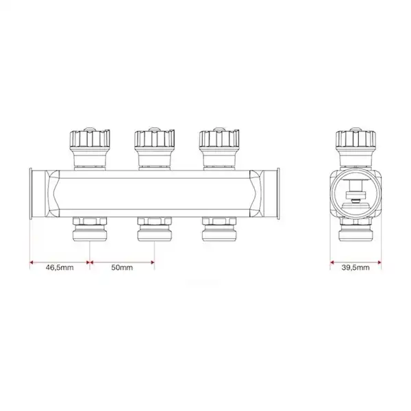 Razdelnik sa ventilima 1″x2 kruga ITAP 937V inox koristi se za centralizovanu raspodelu toplotne energije u površinskim i radijatorskim sistemima grejanja.