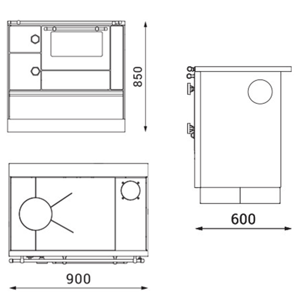 Štednjak Alfa 90 HE Termo Desni za C.G. obezbeđuje ekonomičan i pouzdan sistem grejanja uz mogućnost pripremanja hrane na taradicionalan način.