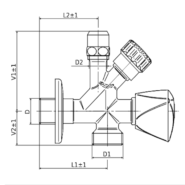 Kombinovani ugaoni ventil 1/2"x3/8"x3/4" Slovarm. Pogodni uređaji za povezivanje – vodovodna baterija, automatska mašina za veš.