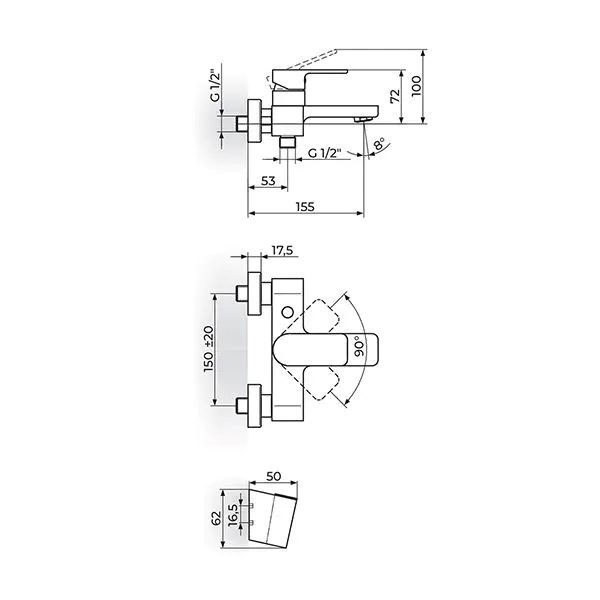 Baterija za kadu S2 233101B Rosan