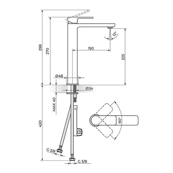 Baterija za lavabo Black 230109B Rosan