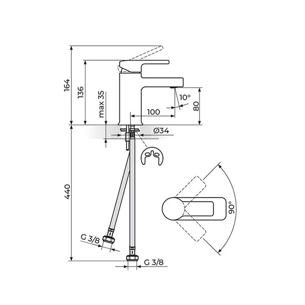 Baterija za lavabo B2 JB30101 Rosan