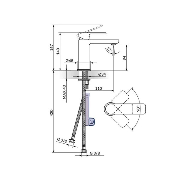 Baterija za lavabo S2 230101 Rosan