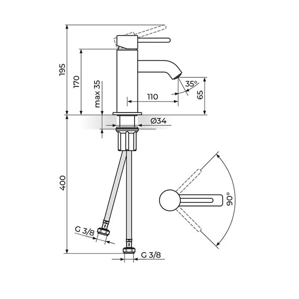 Baterija za umivaonik Zerro JZ30101 Rosan