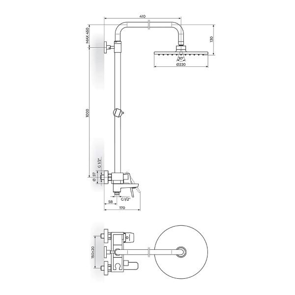 Baterija za tuš kadu Stolz 137351