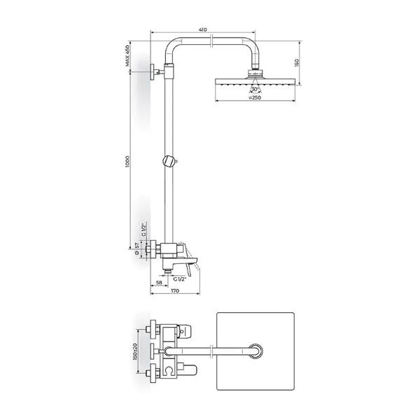 Baterija za tuš kadu Stolz 137352