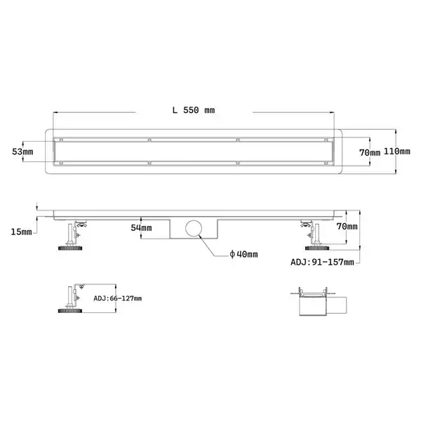 Podni slivnik BASIC INOX 550 mm