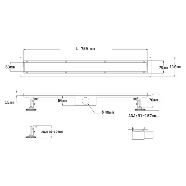 Podni slivnik BASIC INOX 750 mm