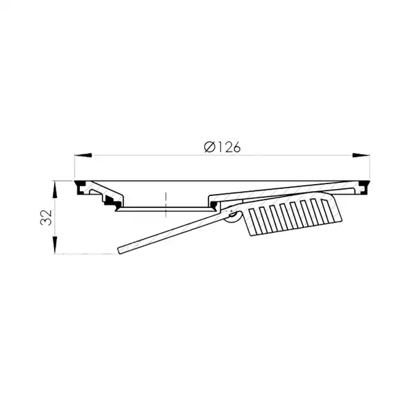 Suva klapna Ø126x32mm Isaflex. Sprečavanje povratka neprijatnih mirisa i insekata iz kanalizacije, kao i sprečavanje povratnog toka postavljanjem klapne u inox okvir rešetke.