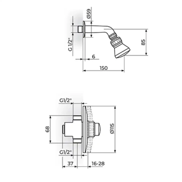 Uzidni ventil sa tušem A76007E Rosan – manji tuš predstavlja idealno rešenje za vaše kupatilo.