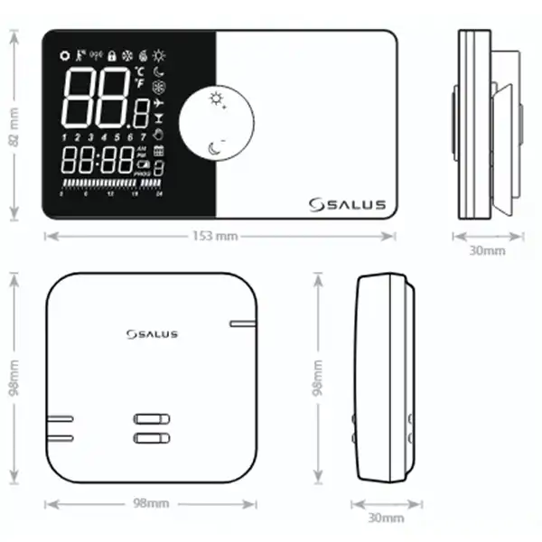 Termostat programski bežični Salus 091PRO RF je svestran i efikasan uređaj dizajniran za regulaciju temperature grejnih ili rashladnih sistema.