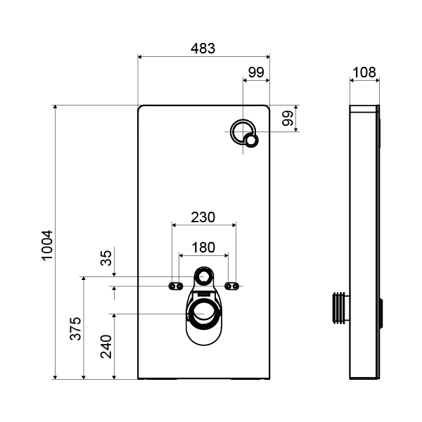 Vodokotlic nadzidni crni PS-108CPZ Slovarm za viseći WC. Pneumatsko ispiranje (tipka 3-6l).